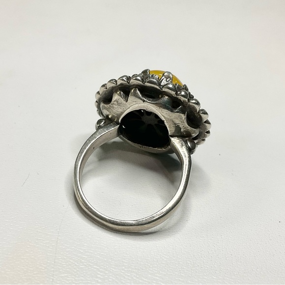 Vintage Amber Sterling Silver Ring SZ 7 - Picture 4 of 8